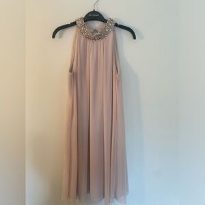Vince Camuto Baby Pink Dress with Bejeweled Neckline